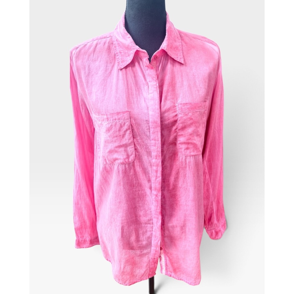 Vintage Goa Pink Cotton Button Down Shirt Size M Oversized Boho Tunic